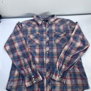 Men's Plaid Button Down Shirt in Blue and Red